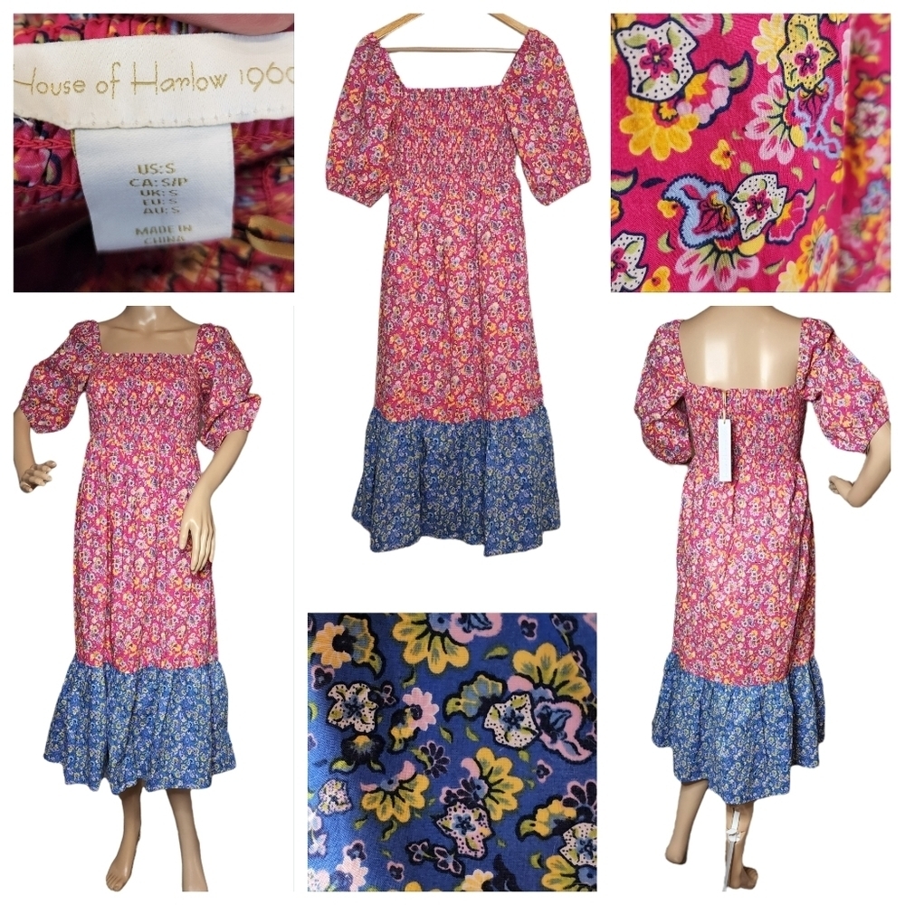 NWT House of Harlow midi floral cotton dress